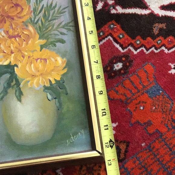 Vintage floral framed dinged oil painting. - Picture 10 of 11